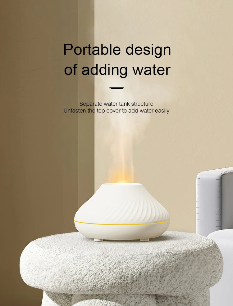 130ml Volcanic Aroma Diffuser - USB Essential Oil Humidifier with Color Flame Light