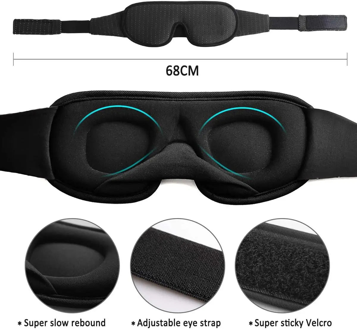 3D Sleep Mask – Light Blocking, Soft Padded Eye Mask for Sleeping