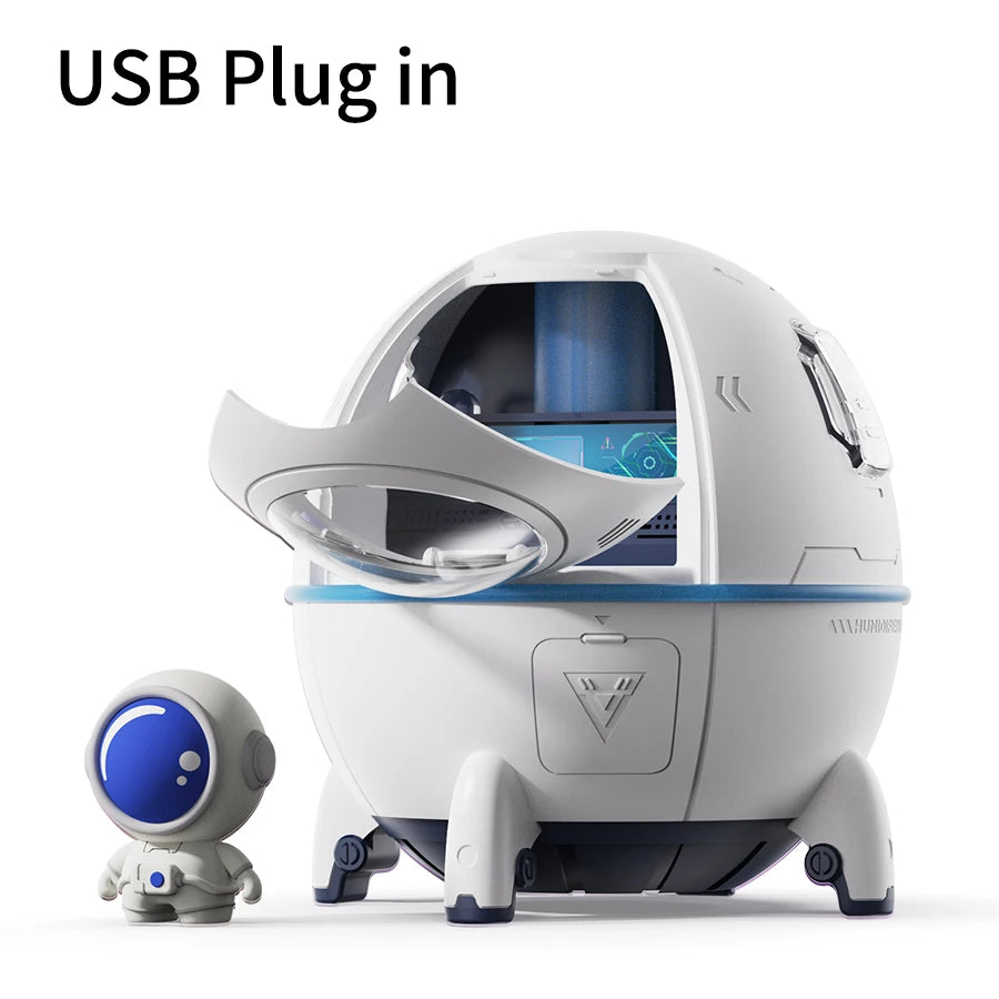 220mL Space Capsule USB Humidifier - Rechargeable Aromatherapy Diffuser with 7-Color Light