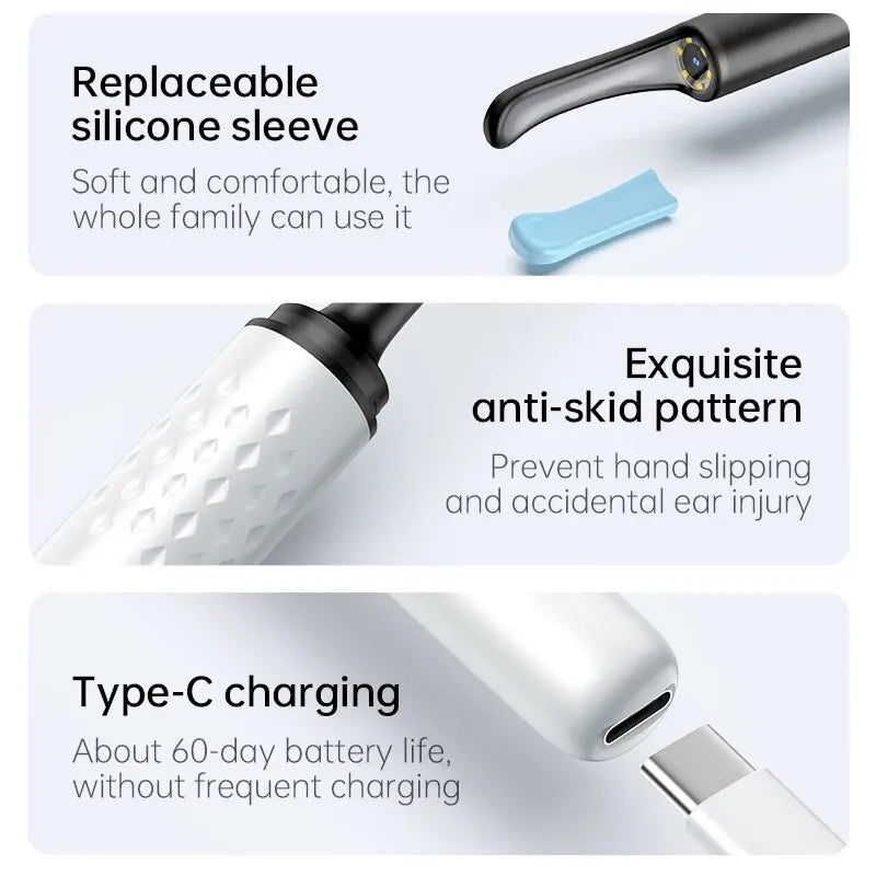 WIFI Ear Cleaner Otoscope Camera - 6 LED, 500W HD Video Ear Wax Removal Tool
