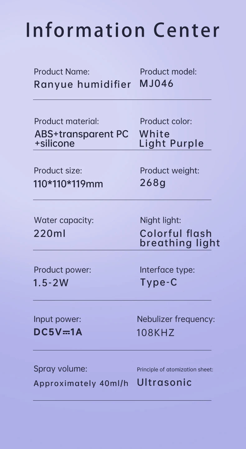 220mL Space Capsule USB Humidifier - Rechargeable Aromatherapy Diffuser with 7-Color Light