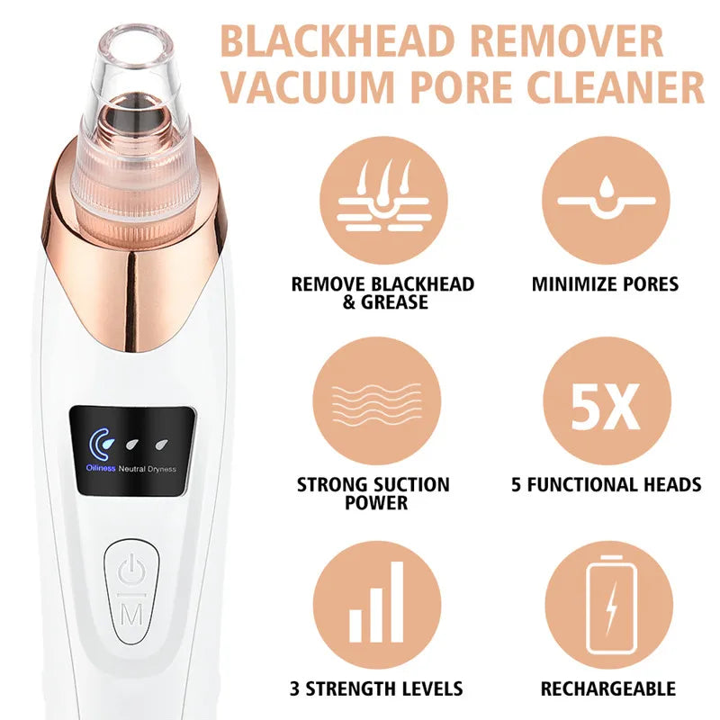 Blackhead Remover & Pore Vacuum Suction Tool - Acne & Facial Dermabrasion