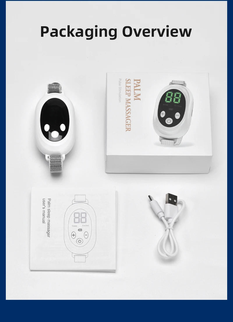 Microcurrent EMS Sleep Aid Device - Stress & Anxiety Relief Palm Massager for Insomnia