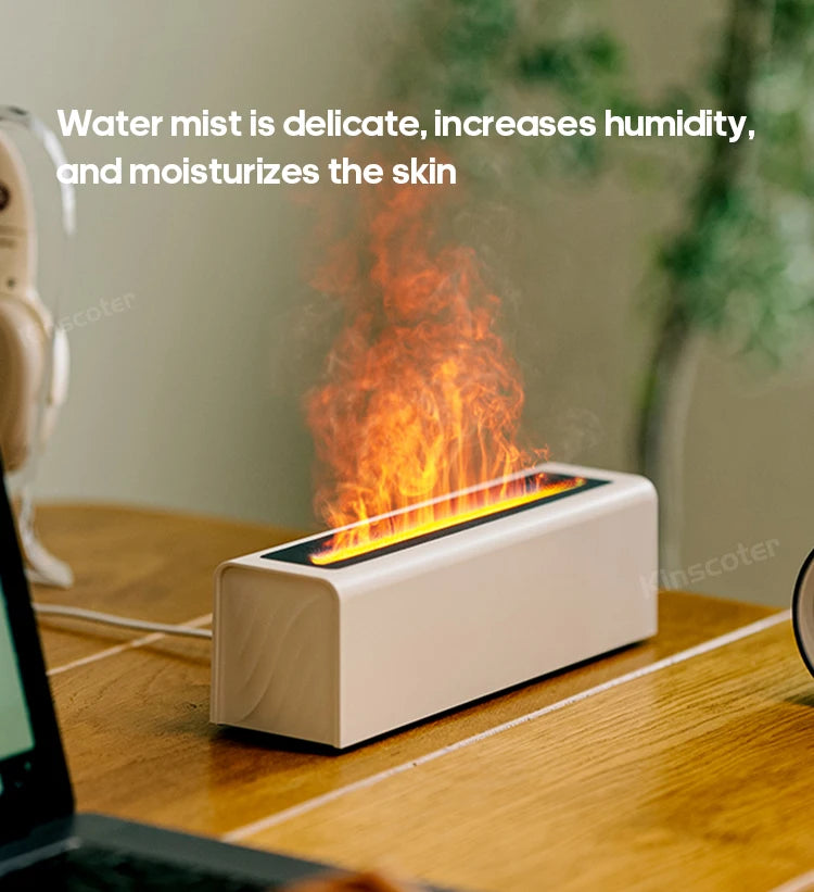 Essential Oil Diffuser & Flame Humidifier - Ultrasonic Cool Mist with RGB Fire Light