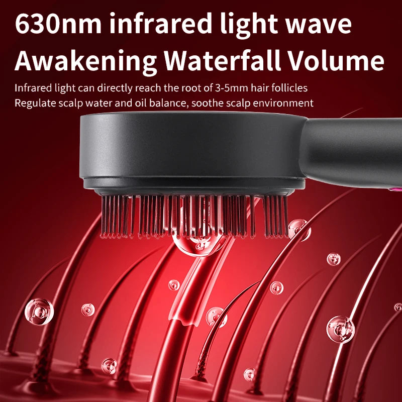 3-Mode Electric Massage Comb with Red Light for Hair Follicles & Essence Oil Applicator