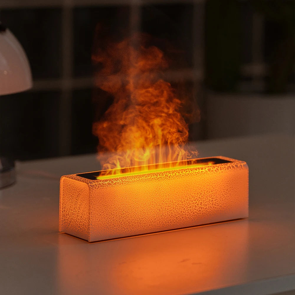 Essential Oil Diffuser & Flame Humidifier - Ultrasonic Cool Mist with RGB Fire Light