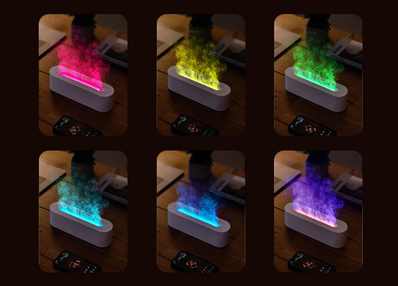 Essential Oil Diffuser & Flame Humidifier - Ultrasonic Cool Mist with RGB Fire Light