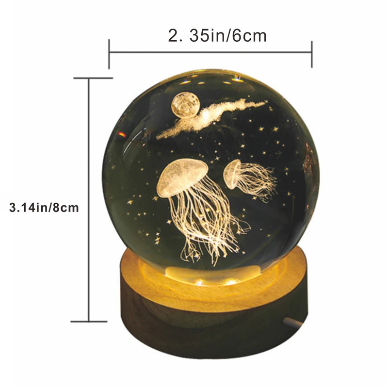 3D Jellyfish Crystal Ball LED Night Light | Unique Gift for Any Occasion