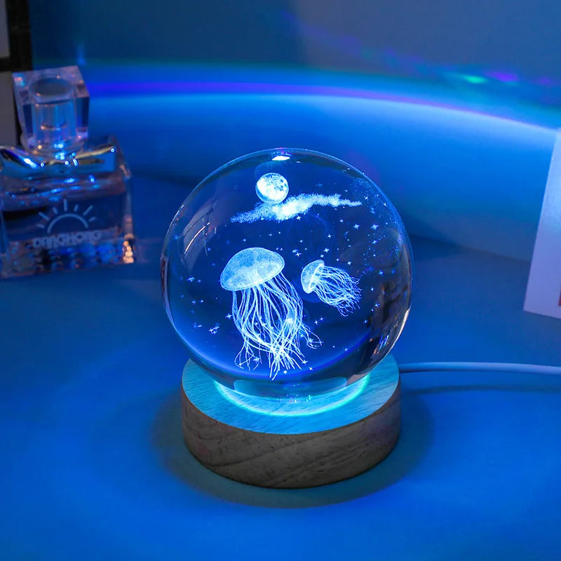 3D Jellyfish Crystal Ball LED Night Light | Unique Gift for Any Occasion