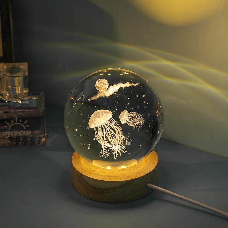 3D Jellyfish Crystal Ball LED Night Light | Unique Gift for Any Occasion