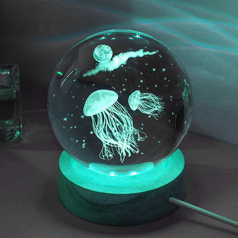 3D Jellyfish Crystal Ball LED Night Light | Unique Gift for Any Occasion
