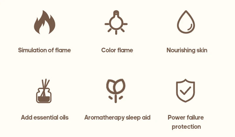 Essential Oil Diffuser & Flame Humidifier - Ultrasonic Cool Mist with RGB Fire Light