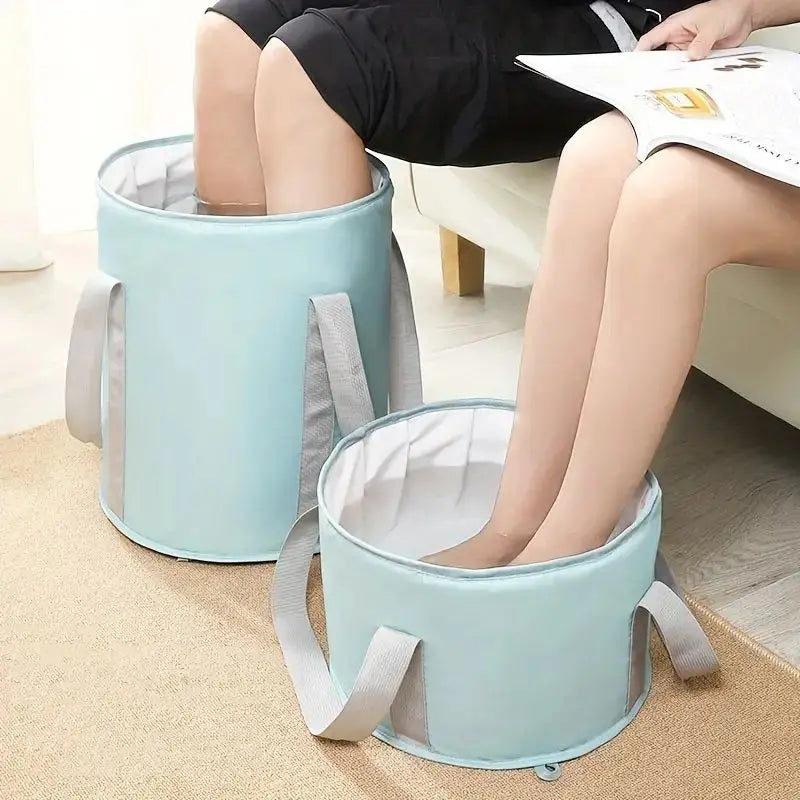 1pc Portable Collapsible Foot Bath Basin with Handles – Ideal for Travel & Camping