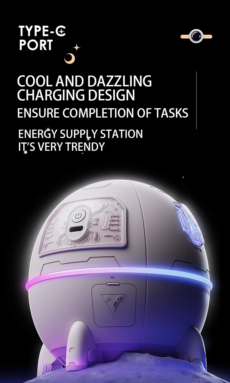 220mL Space Capsule USB Humidifier - Rechargeable Aromatherapy Diffuser with 7-Color Light
