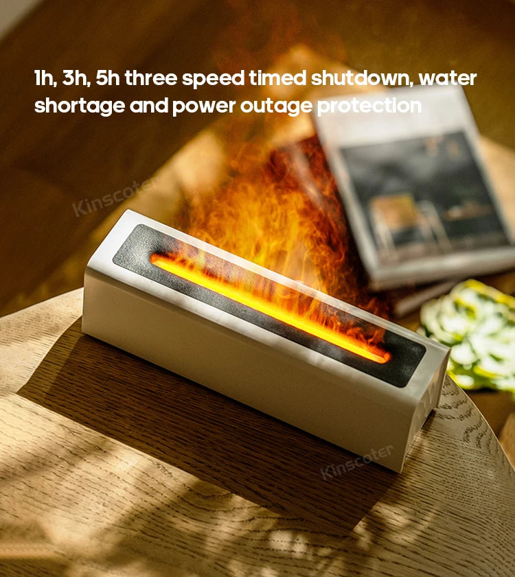 Essential Oil Diffuser & Flame Humidifier - Ultrasonic Cool Mist with RGB Fire Light