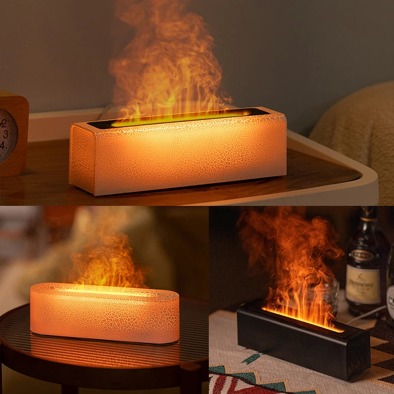 Essential Oil Diffuser & Flame Humidifier - Ultrasonic Cool Mist with RGB Fire Light