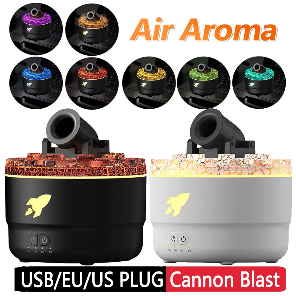 Cannon Blast Aroma Humidifier - Essential Oil Diffuser with Volcanic Light