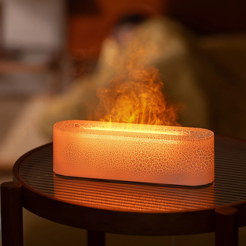 Essential Oil Diffuser & Flame Humidifier - Ultrasonic Cool Mist with RGB Fire Light