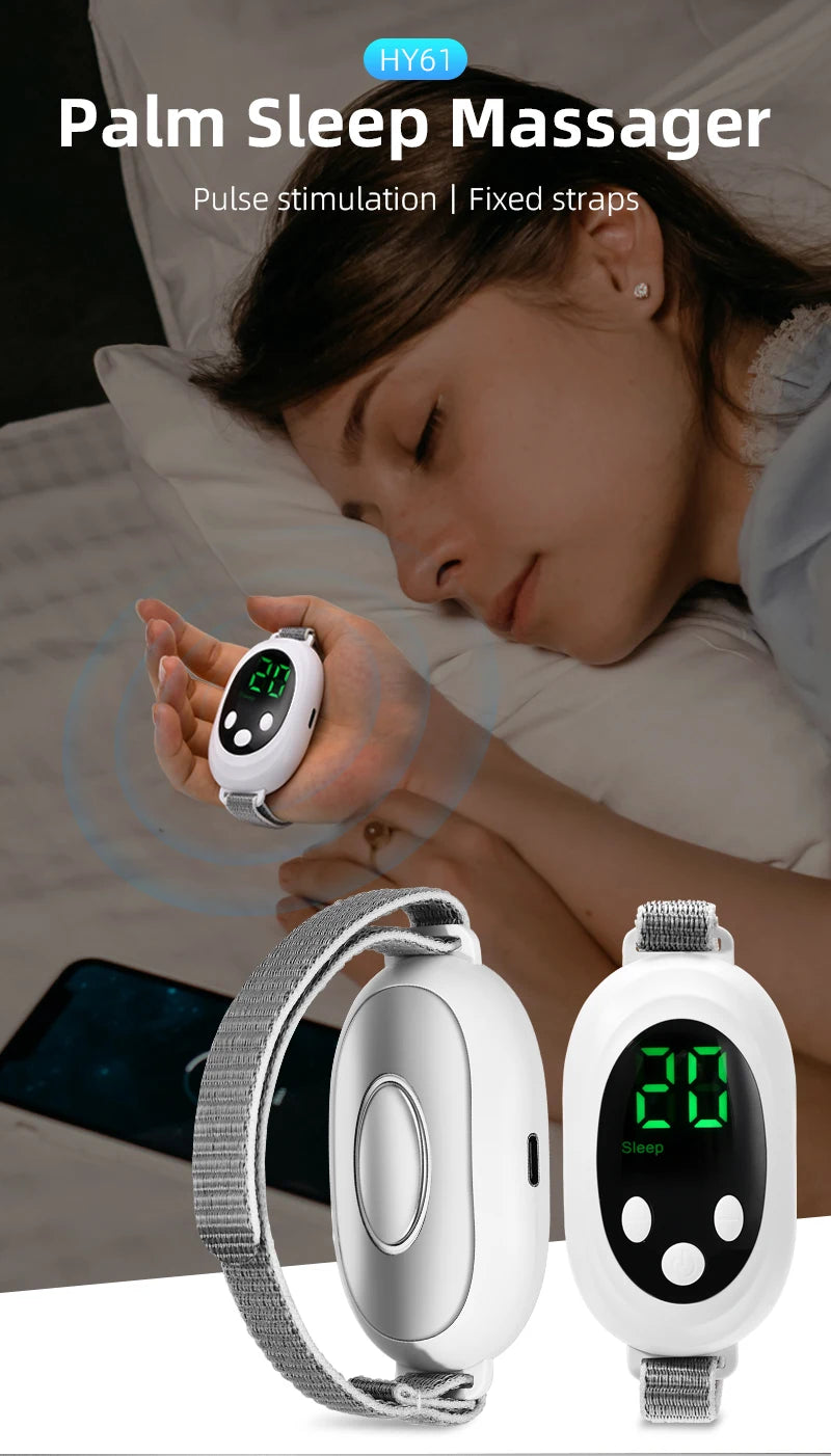 Microcurrent EMS Sleep Aid Device - Stress & Anxiety Relief Palm Massager for Insomnia
