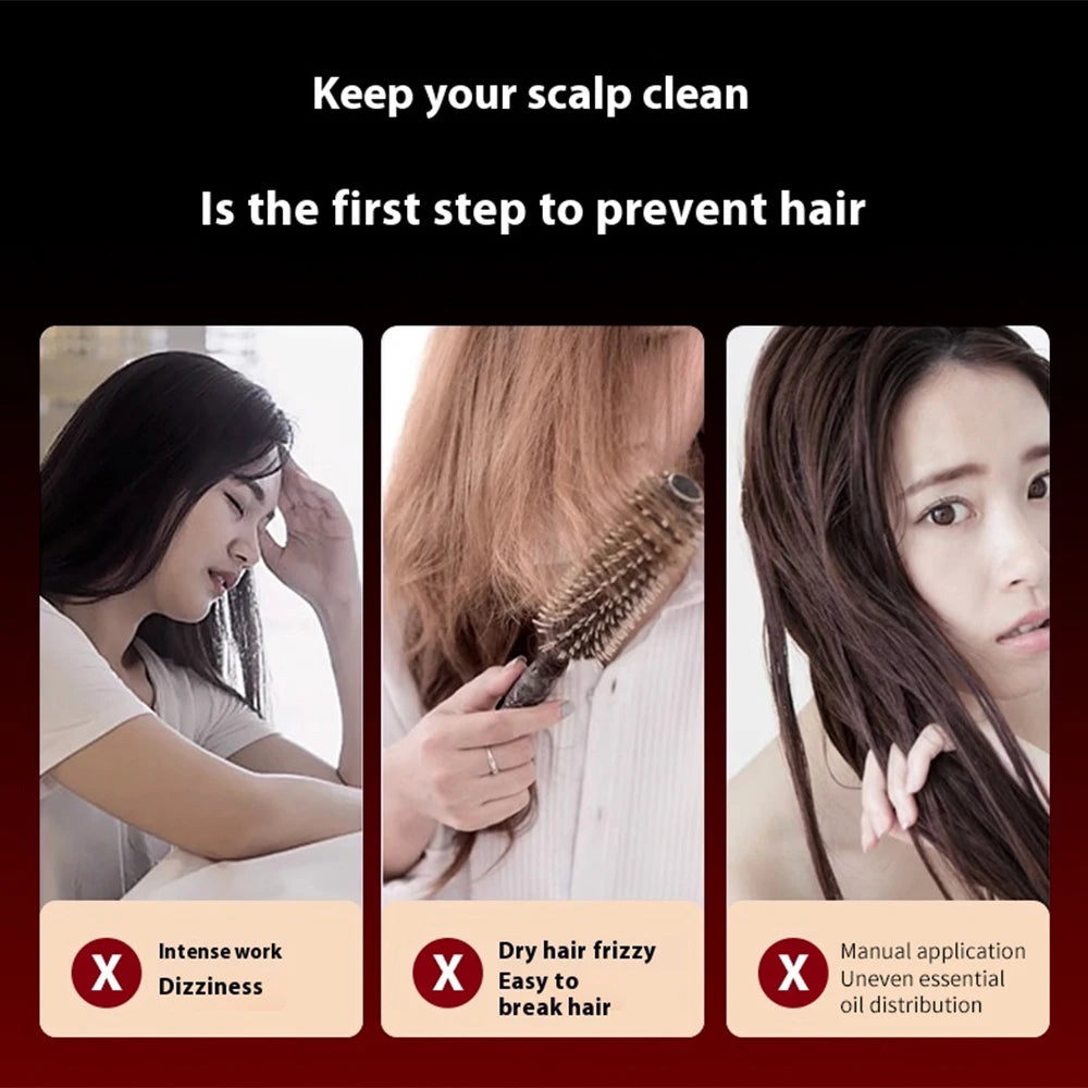 3-Mode Electric Massage Comb with Red Light for Hair Follicles & Essence Oil Applicator
