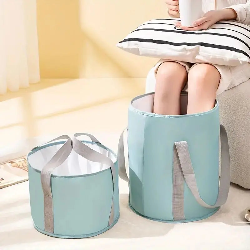 1pc Portable Collapsible Foot Bath Basin with Handles – Ideal for Travel & Camping