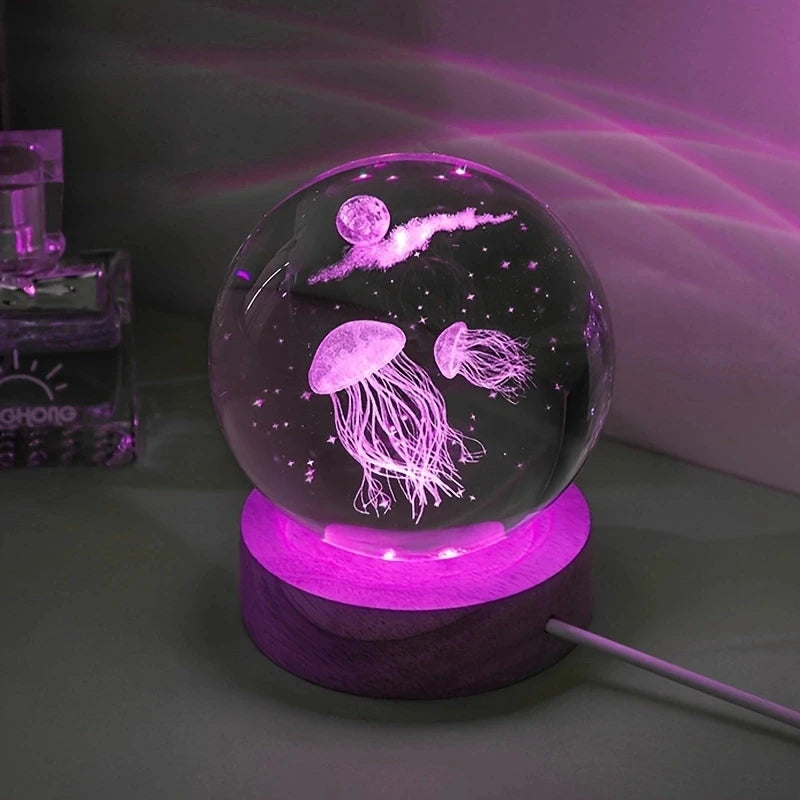 3D Jellyfish Crystal Ball LED Night Light | Unique Gift for Any Occasion