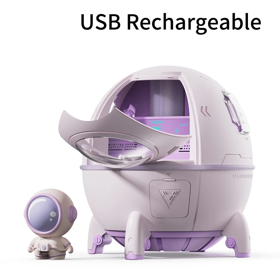 220mL Space Capsule USB Humidifier - Rechargeable Aromatherapy Diffuser with 7-Color Light