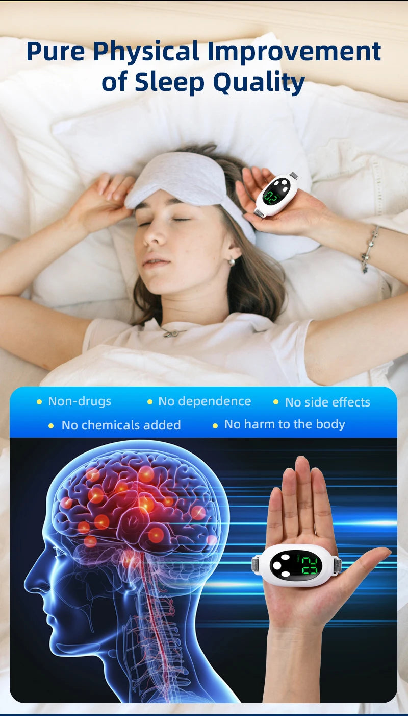Microcurrent EMS Sleep Aid Device - Stress & Anxiety Relief Palm Massager for Insomnia