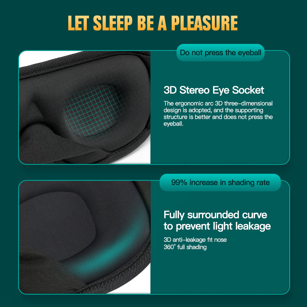 3D Sleep Mask - Light Blocking, Soft Eye Mask for Travel & Nighttime