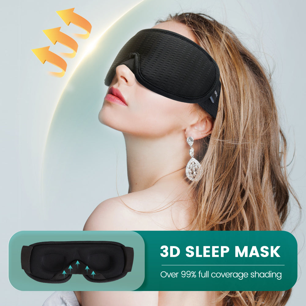 3D Sleep Mask - Light Blocking, Soft Eye Mask for Travel & Nighttime