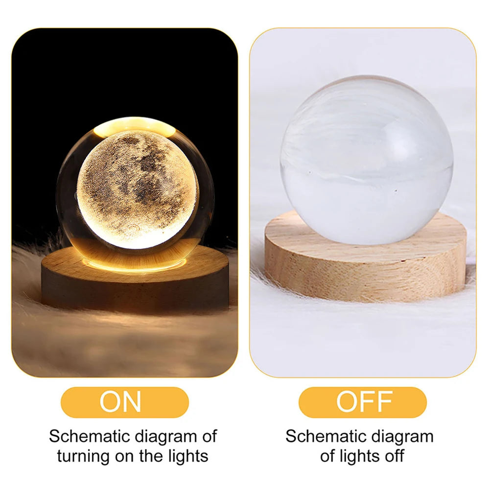 3D Crystal Galaxy Lamp – USB Night Light with Planet Projections
