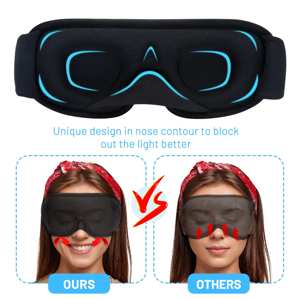 3D Sleep Mask - Light Blocking, Soft Eye Mask for Travel & Nighttime