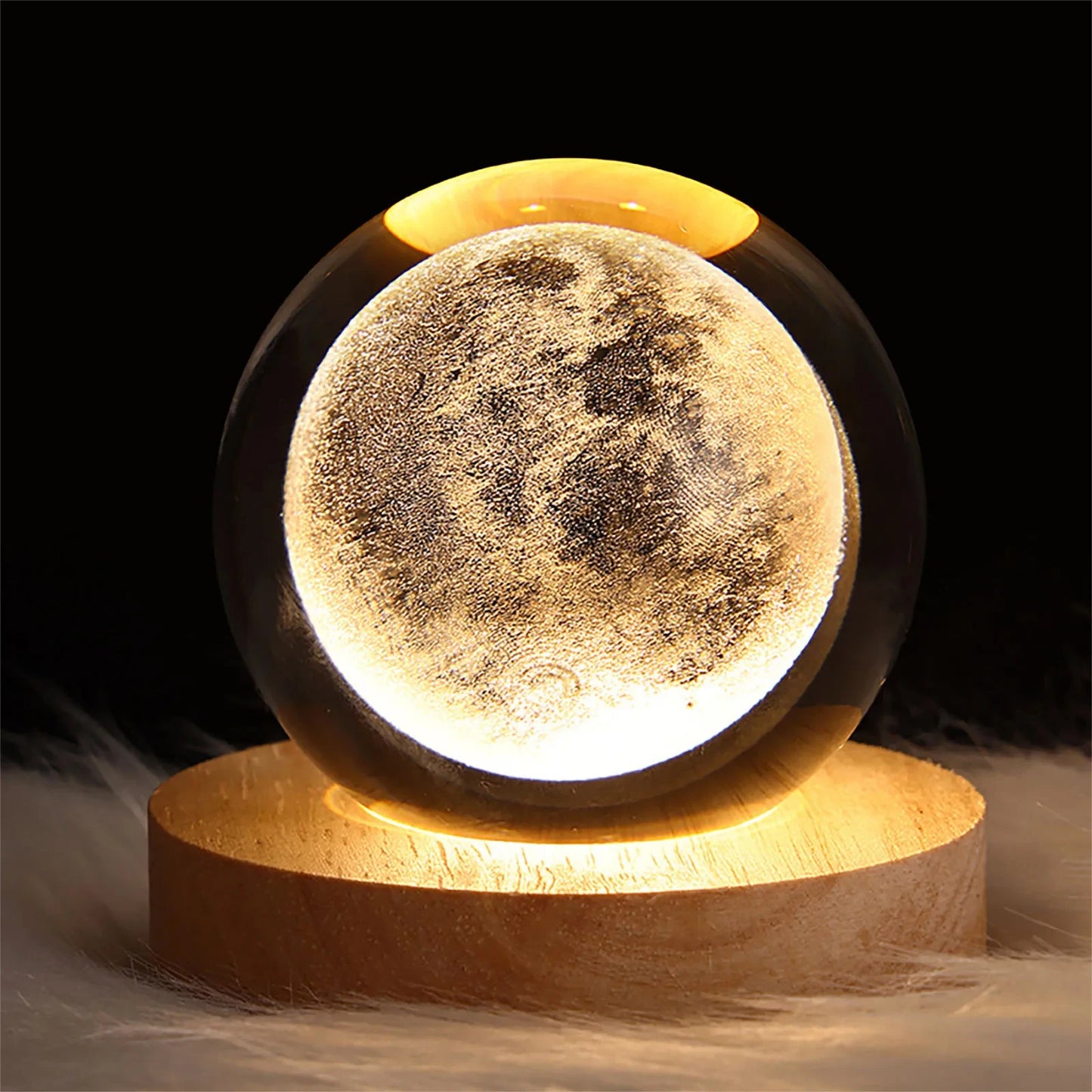 3D Crystal Galaxy Lamp – USB Night Light with Planet Projections
